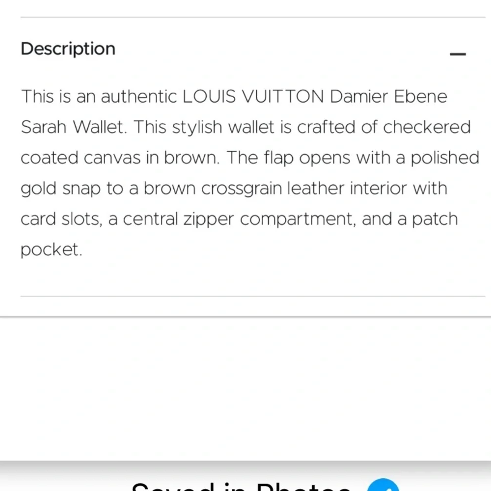 Louis Vuitton Damier Ebene Sarah Women Wallet. MA125 - Picture 10 of 13